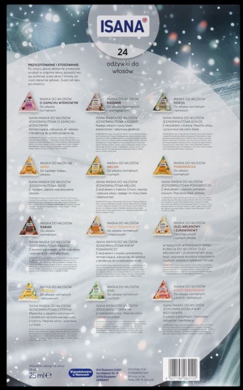 Kalendarz adwentowy ISANA odżywki do włosów