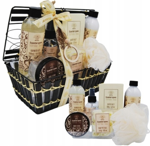 Aurora Zestaw Prezentowy 7 Kosmetyków w Metalowym Koszyku Biała Herbata