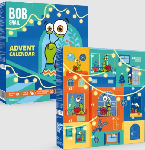 BOB SNAIL KALENDARZ ADWENTOWY 2025 ZDROWE PRZEKĄSKI I ZABAWKI ŚWIĘTA 2025