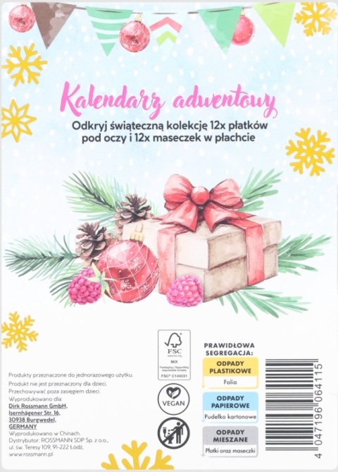 ISANA KALENDARZ ADWENTOWY 2025 24 KOSMETYKI, PREZENT URODY MASKA OCZY