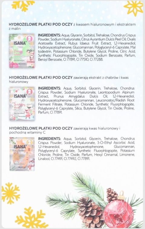 ISANA KALENDARZ ADWENTOWY 2025 24 KOSMETYKI, PREZENT URODY MASKA OCZY