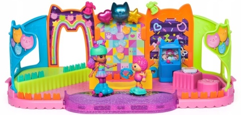 KOCI DOMEK GABI DUŻY ZESTAW POKÓJ IMPREZOWY Z RAMPĄ + 2 FIGURKI NA WROTKACH