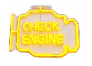 NEON LAMPKA NOCNA WISZĄCA ŻÓŁTY LED CHECK ENGINE DEKORACJA LED PILOT