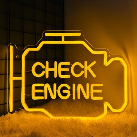 NEON LAMPKA NOCNA WISZĄCA ŻÓŁTY LED CHECK ENGINE DEKORACJA LED PILOT