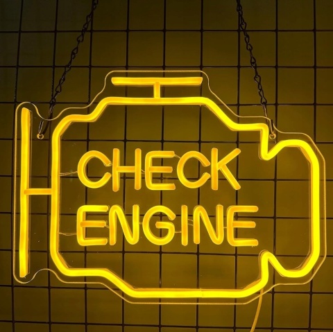 NEON LAMPKA NOCNA WISZĄCA ŻÓŁTY LED CHECK ENGINE DEKORACJA LED PILOT