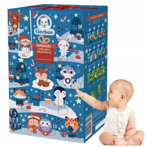 NESTLÉ GERBER PIERWSZY KALENDARZ ADWENTOWY DESERKI PRZEKĄSKI DZIECKO MUSY