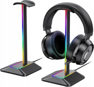STOJAK NA SŁUCHAWKI GAMINGOWY RGB LED USB UCHWYT