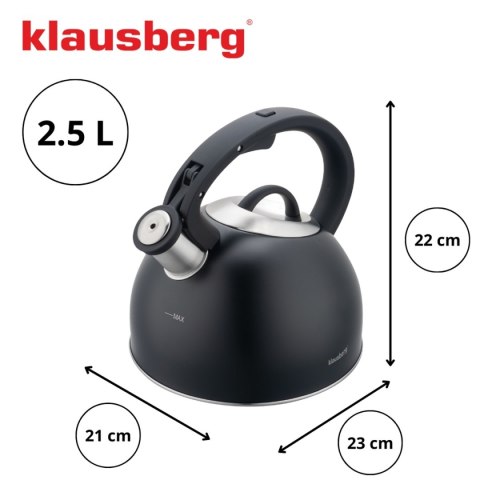 CZAJNIK STALOWY Z GWIZDKIEM 2,5L KLAUSBERG KB-7911