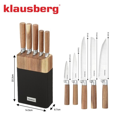 ZESTAW NOŻY W BLOKU AKACJOWYM KLAUSBERG KB-7981