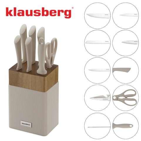 ZESTAW NOŻY W BLOKU AKACJOWYM KLAUSBERG KB-7984
